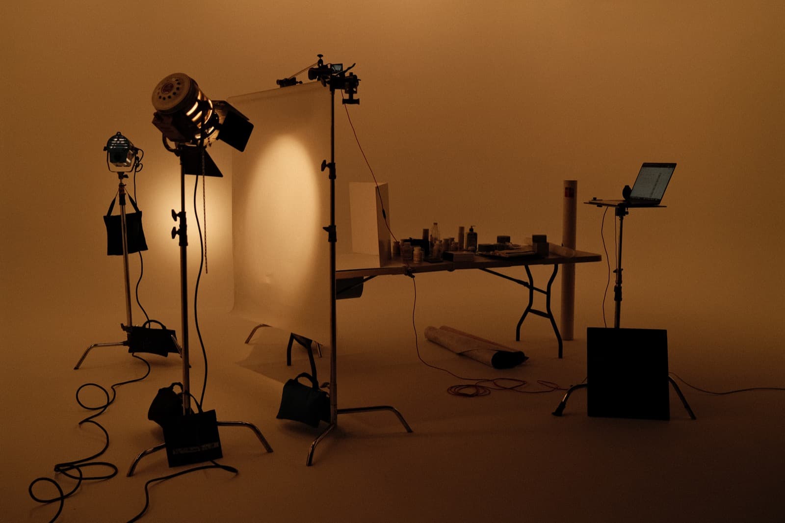 51st & Eighth production team on set in Austin commercial photography studio